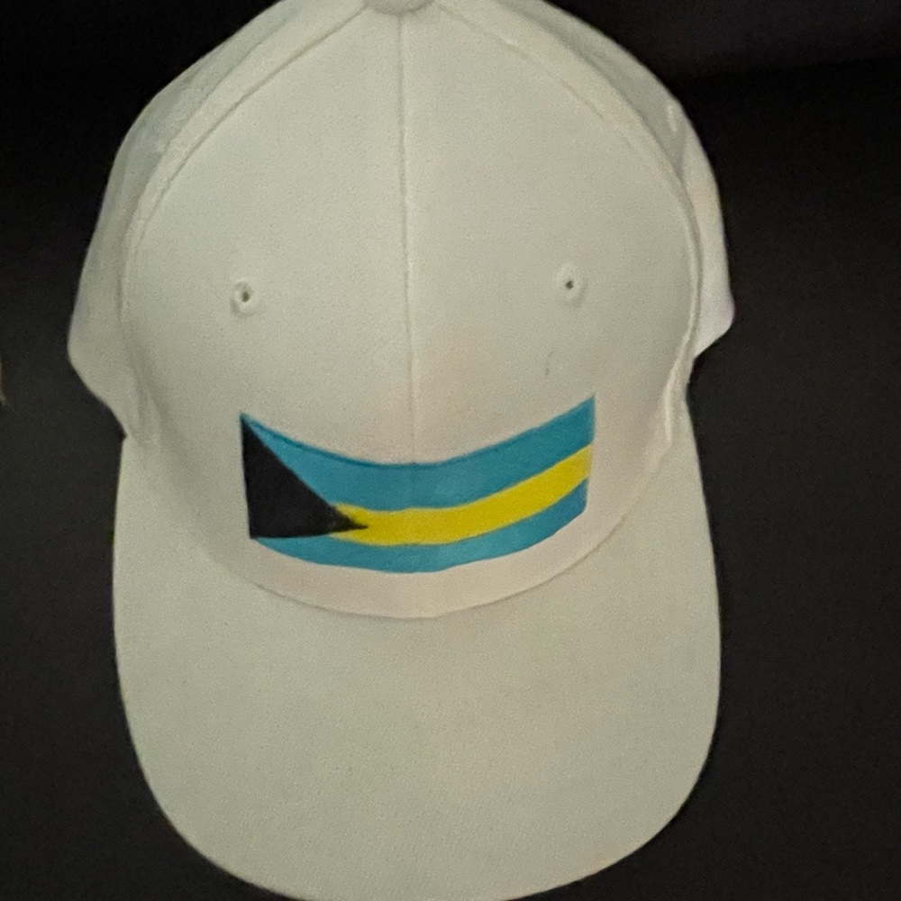 Bahama Flag White Baseball Cap Hat Flex Fit S-M